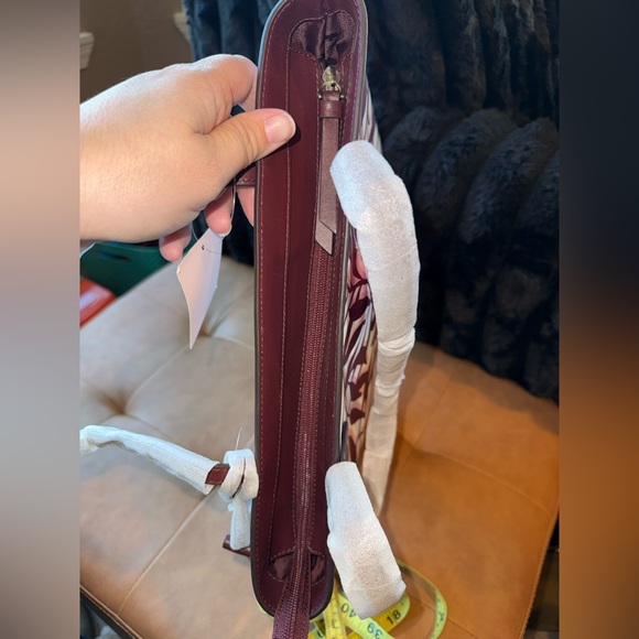 Kate Spade Maroon and Cream Leaf Pattern Tote - Picture 7 of 11